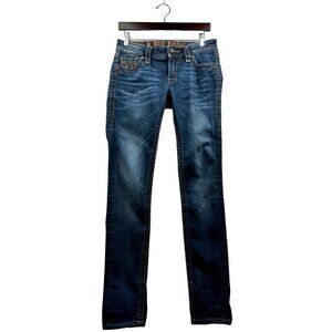 Rock Revival Y2K-Inspired Skinny Jeans Embroidered Pockets MidRise Stretch Denim